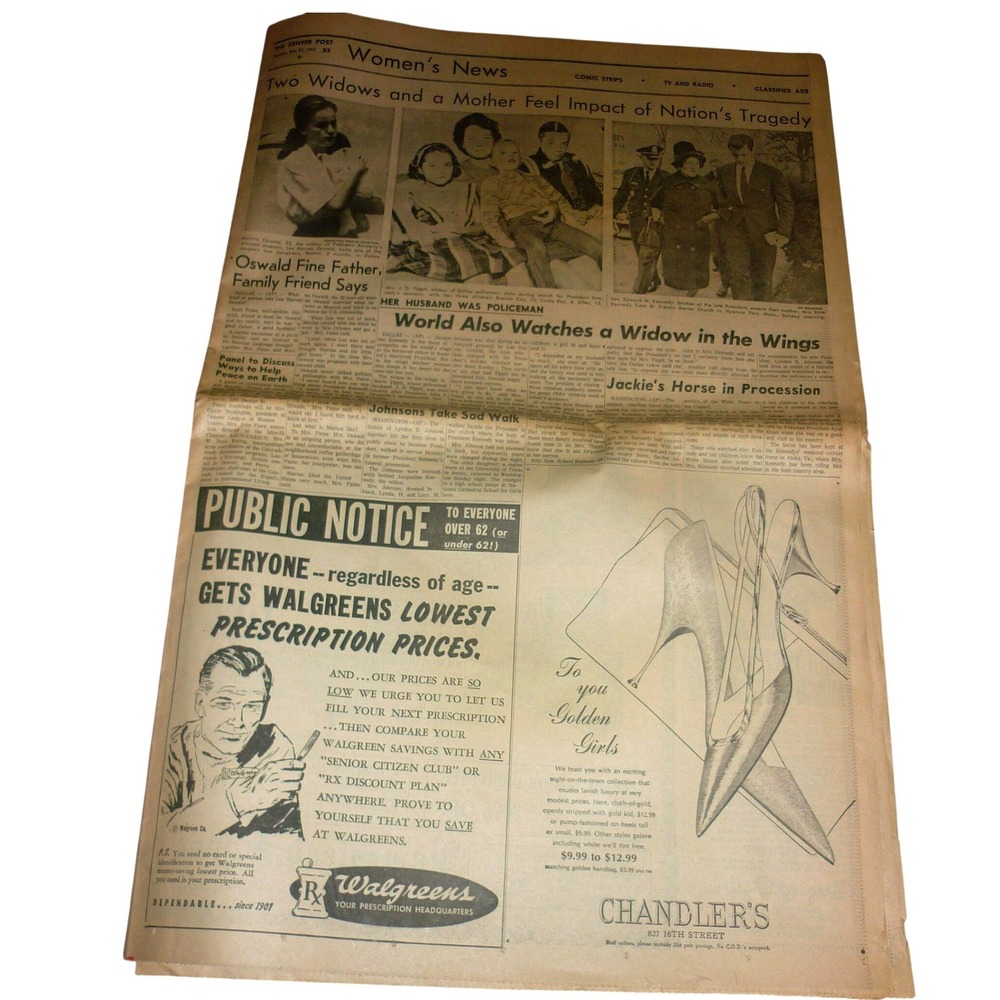 Denver Post Nov 25 1963 Newspaper JFK‎ Assassination Furrs Grocery Pepsi Ad